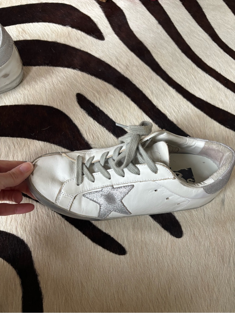 Golden Goose White Sneakers with Silver Star - Picture 5 of 12